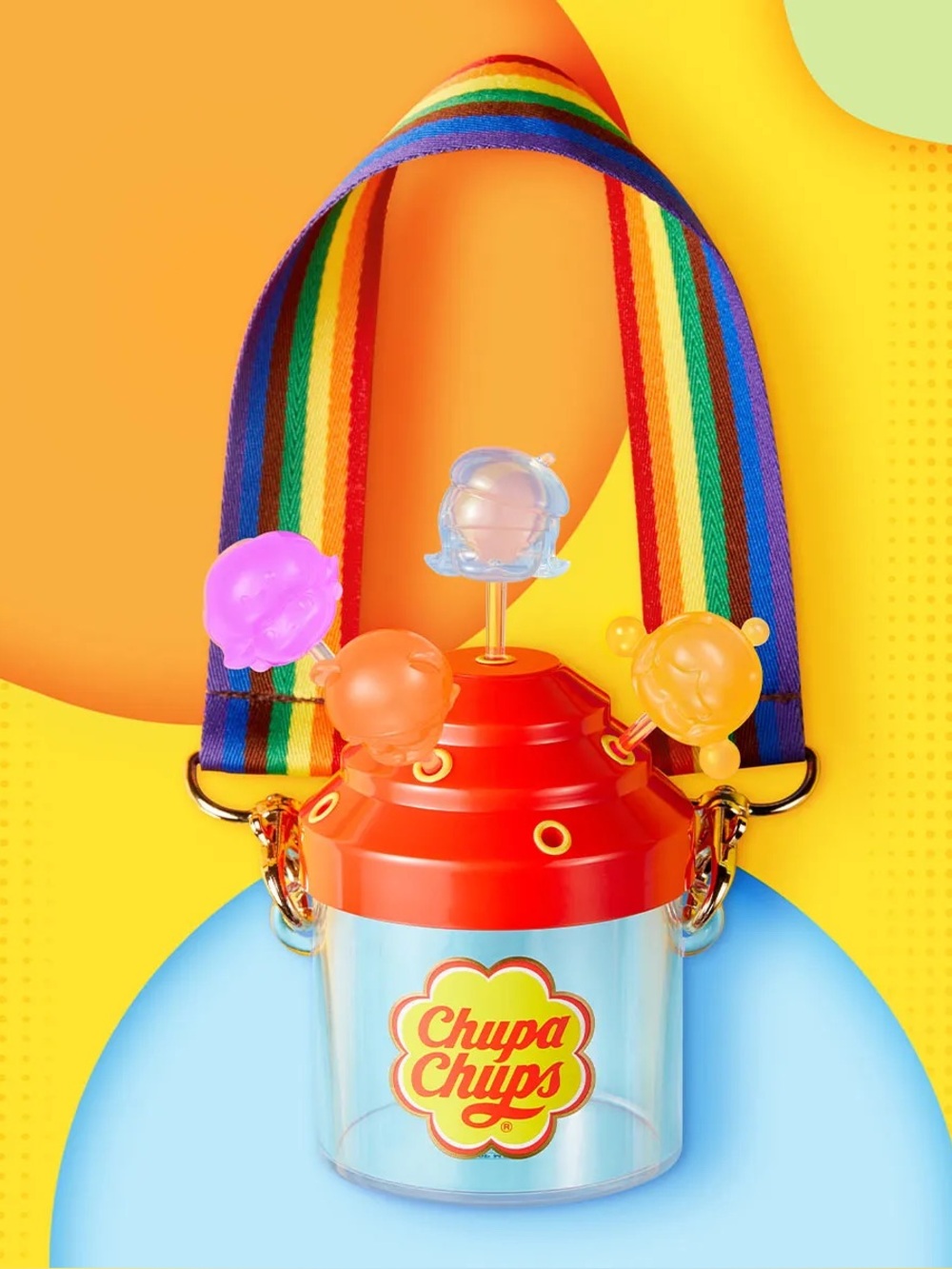 Pop Mart RARE Pop Bean Chupa Chups Rainbow Strap Candy Jar Crossbody